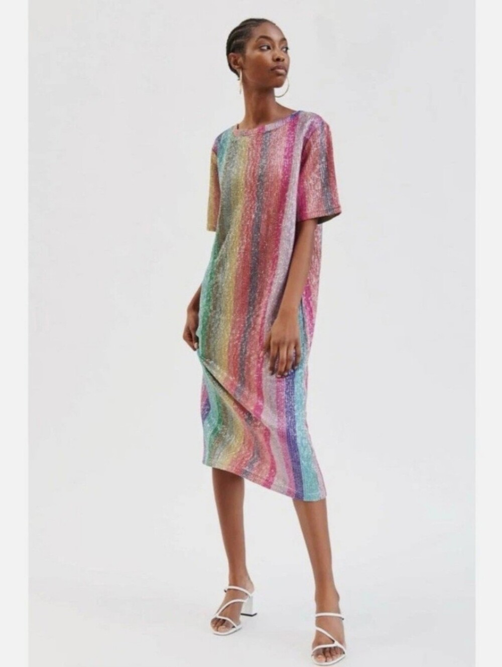 ZARA Rainbow Stripe Sparkly Sequin Dress